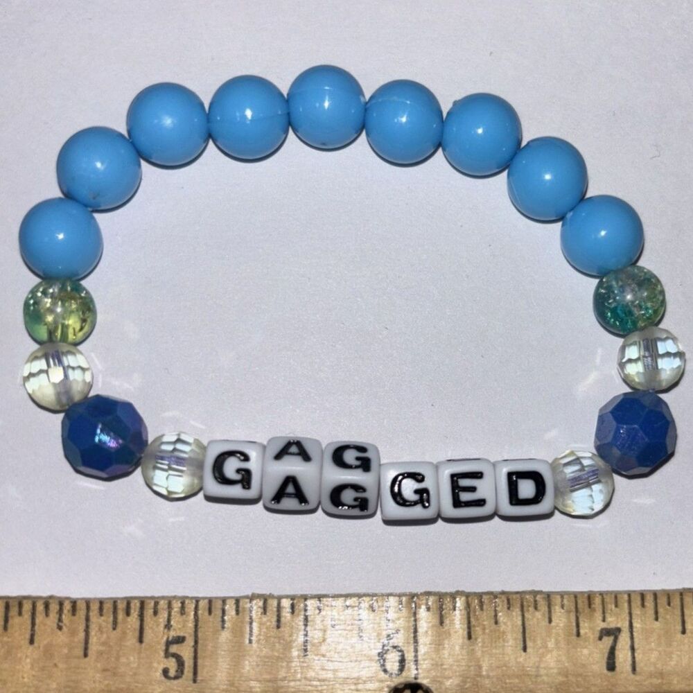 Handmade unisex Beaded Bracelet Purple White adult humor